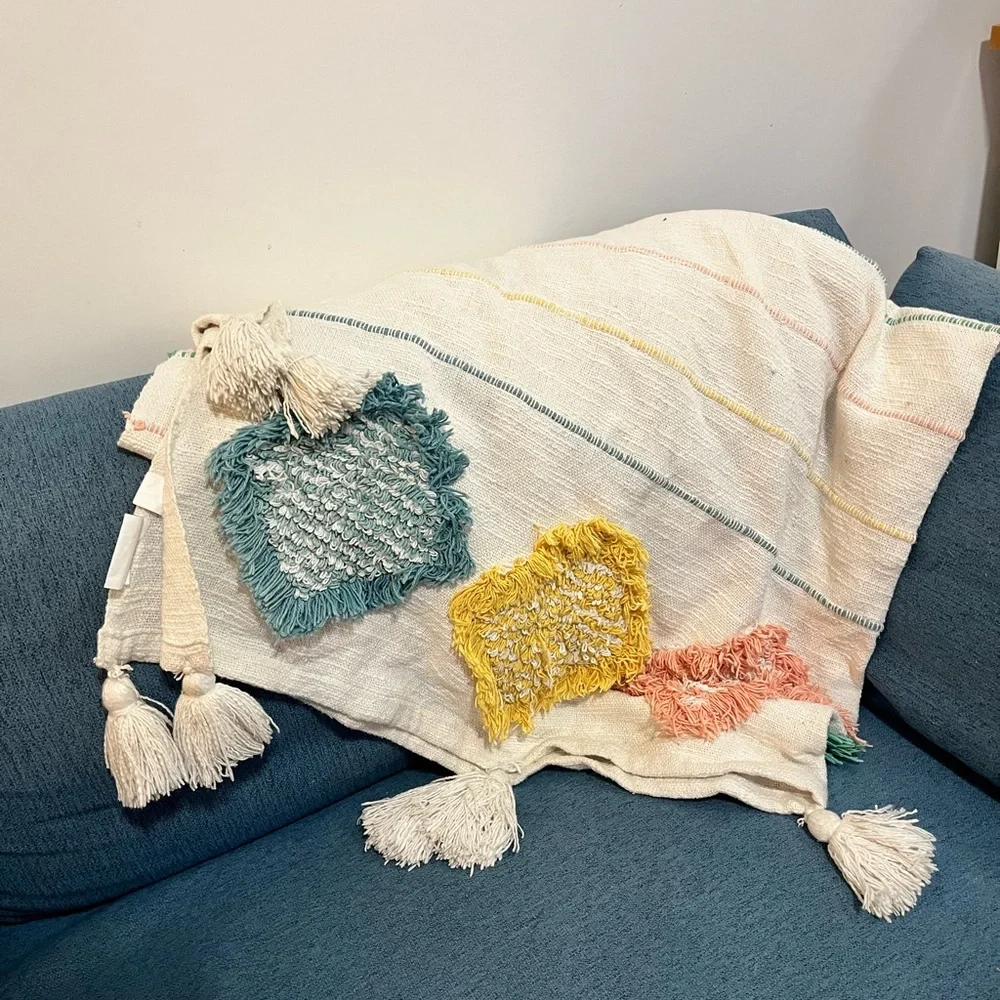 Colorful Tassel Throw Blanket and pillow set - Picture 1 of 5